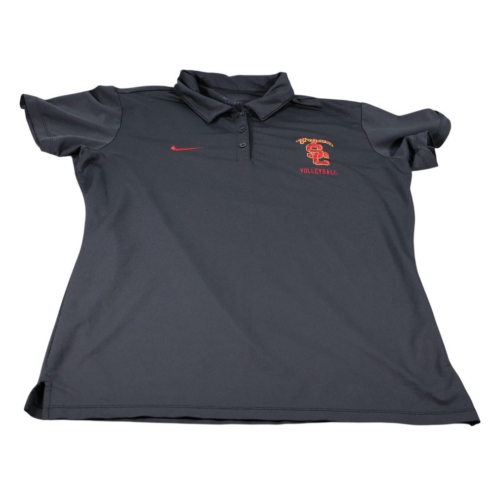 Nike Polo Womens XL‎ Black Dri-FIT Trojans Volleyball Embroidered 997033-010